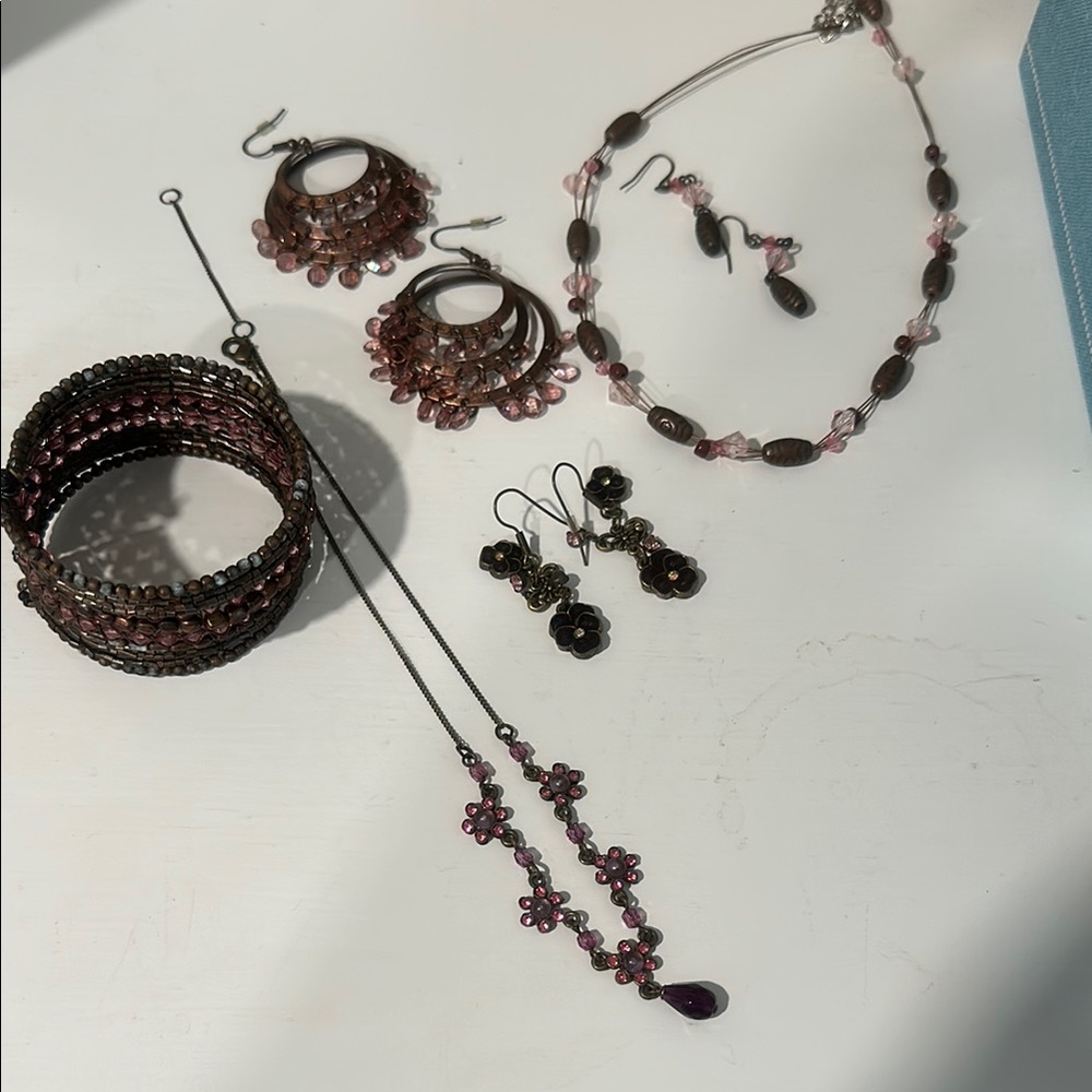 Elegant Purple and Brown Jewelry Set